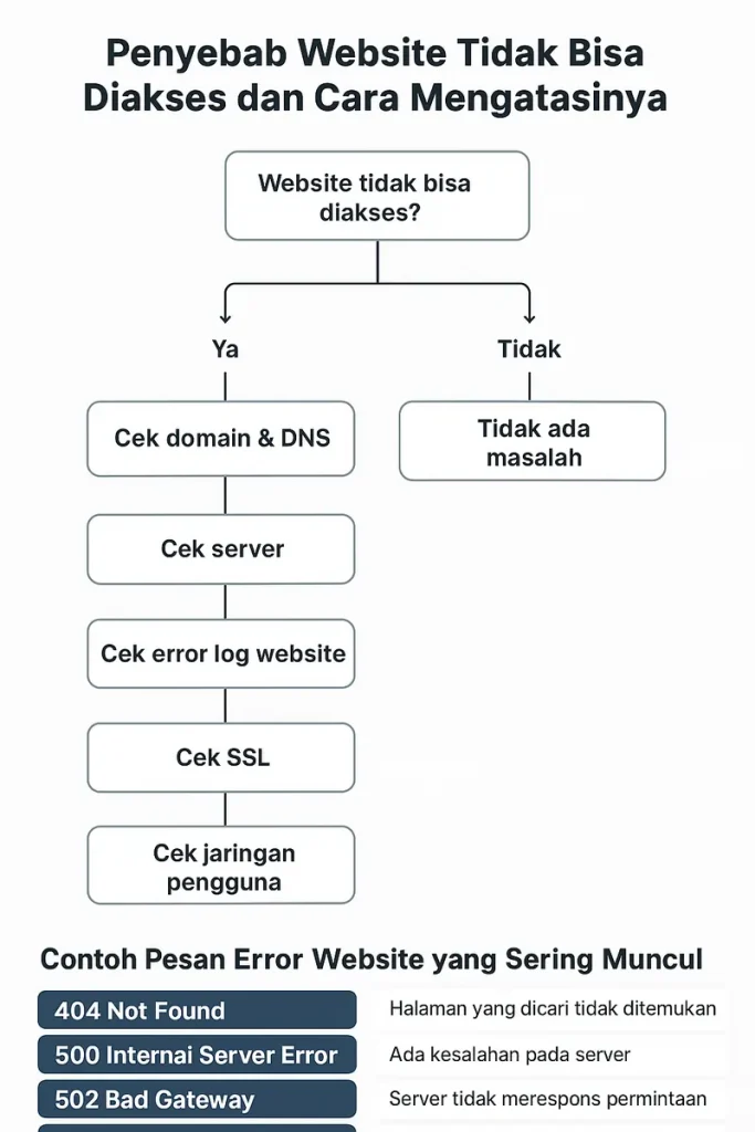 alur troubleshooting website tidak bisa di akses